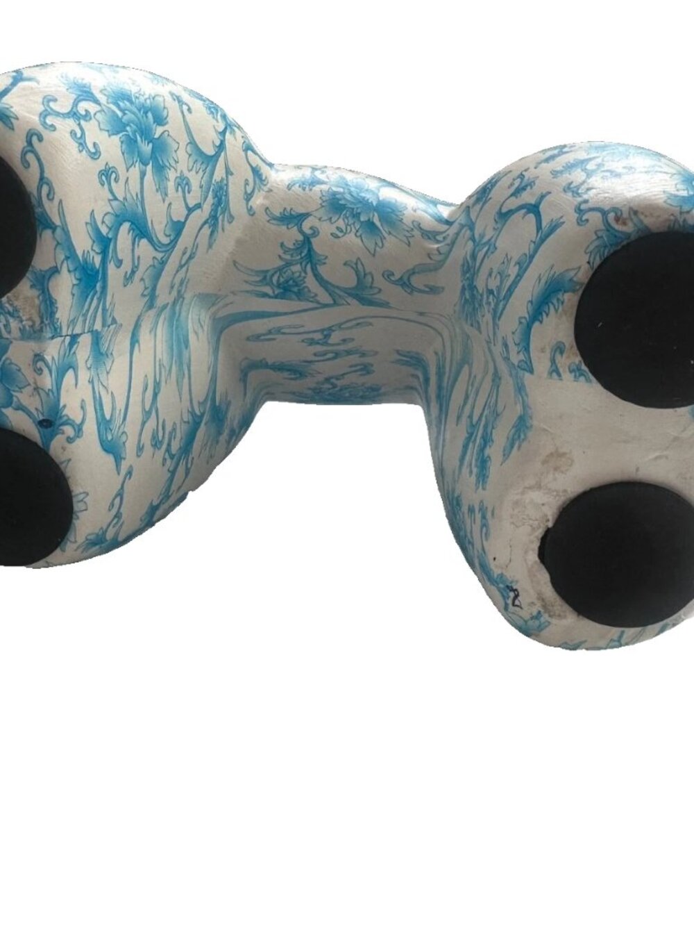 VTG MCM Modern Floral Blue & White Balloon Dog Ceramic Statue Animal Figurine - Picture 4 of 5